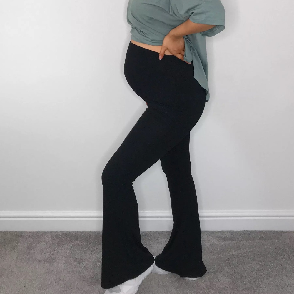 Bell Bottom Flared Leggings Ribbed Maternity Pants Missguided NWT